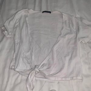 Brandy Melville White Wrap Top OS